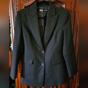 Zara Black Satin Blazer